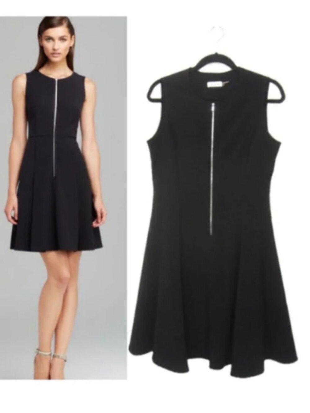 Calvin Klein Womens Size 8 Fit & Flare Black Dress Ponte Knit Knee Length Mini